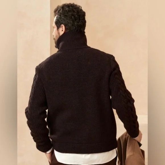NWT! Banana Republic Burnt Umber Double-Knit Sweater Jacket - Medium Tall - Picture 2 of 5